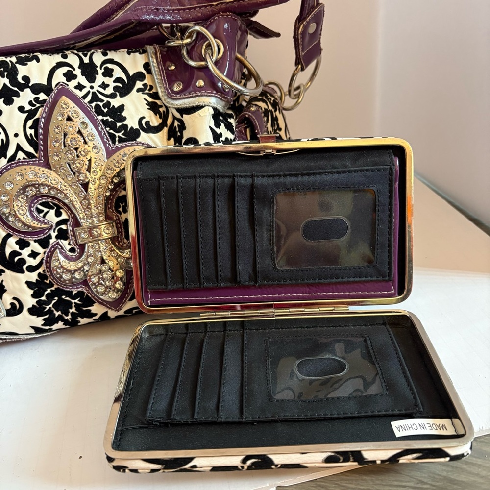Elegant Purple and Black Women's Bag Set - Picture 3 of 13
